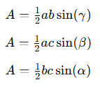 Formule area triangolo trigonometria
