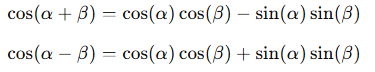Formule addizione e sottrazione coseno