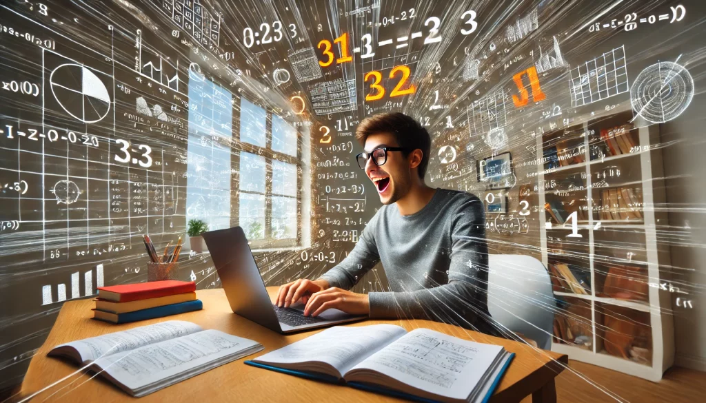 ragazzo che studia matematica online